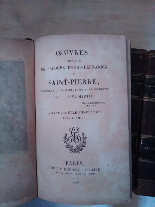 Tapa de Oeuvres Completes De Jacques Henri B. De Saint Pierre (B1)