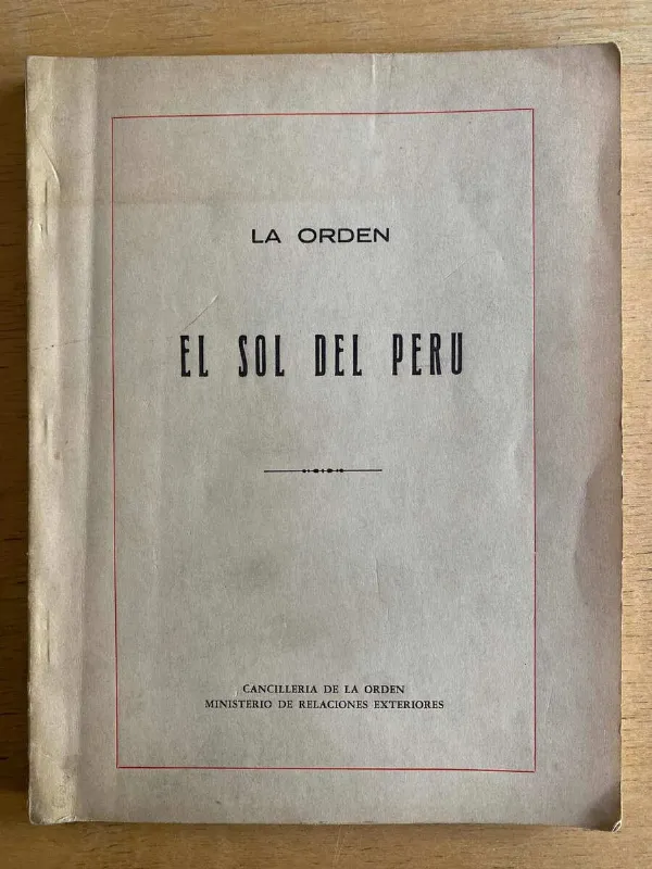 Tapa de Cancilleria De La Orden- La Orden El Sol Del Peru (F1)