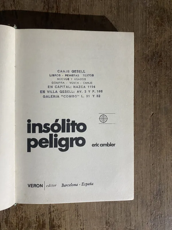 Tapa de Insolito peligro - Ambler, Eric (5o1)