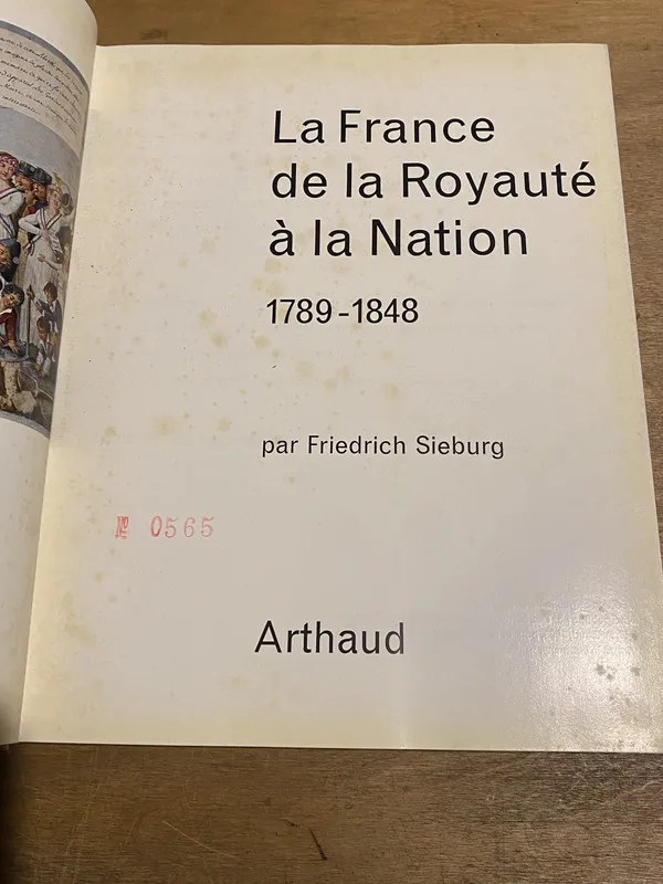 Tapa de La France de la Royaute a la Nation - Sieburg (3y1)