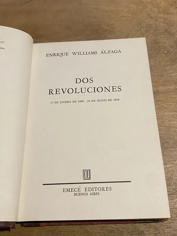 Tapa de Dos Revoluciones - Williams alzaga, Enrique (3y1)