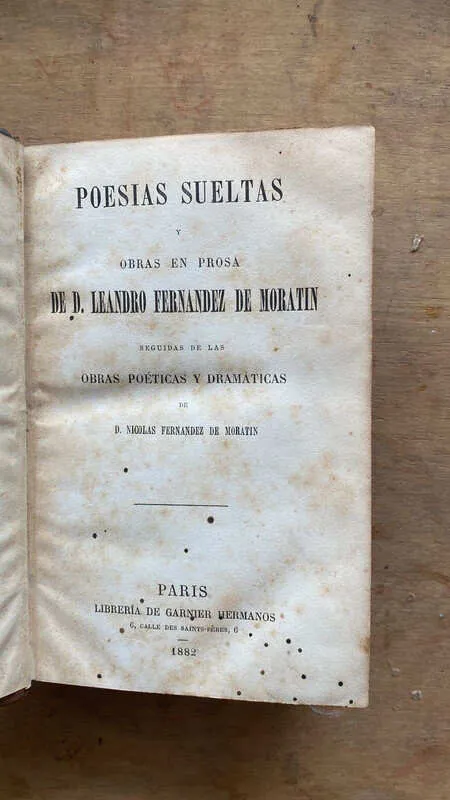 Poesias Sueltas Y Obras En Prosa De Fernandez De Moratin (A3