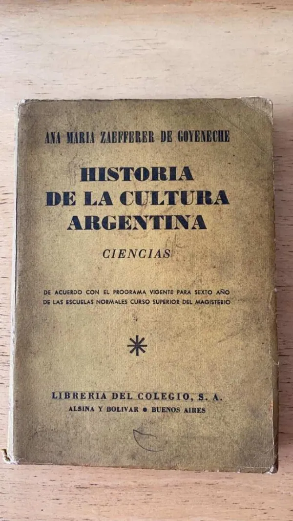 Tapa de Historia De La Cultura Argentina - Zaefferer De Goy (v6)