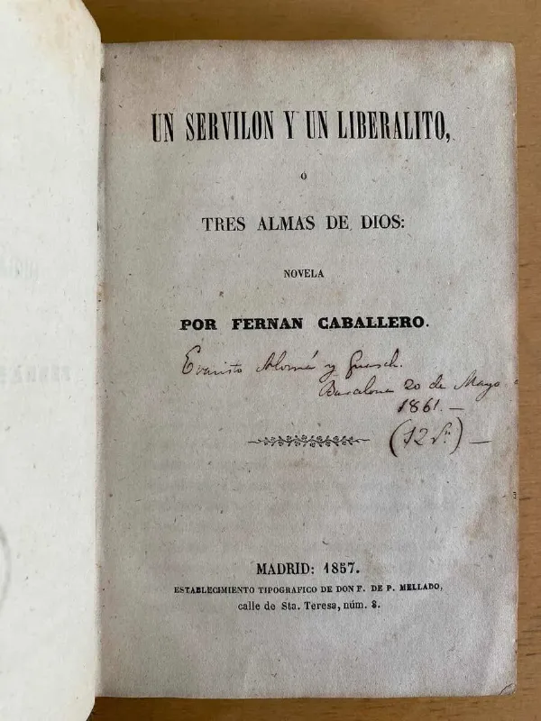 Tapa de Un Servilon Y Un Liberalito O Tres Almas De- Caballero (U4)