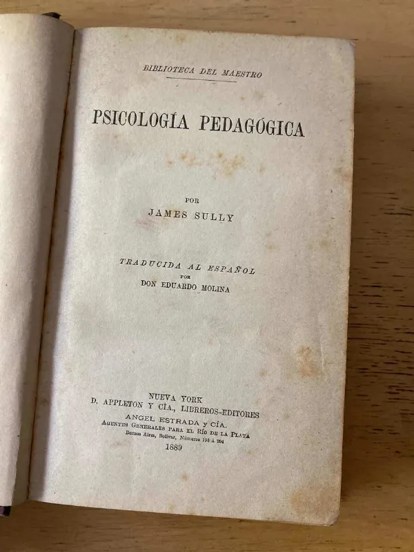 Tapa de Psicologia Pedagogica - Sully, James (B5)