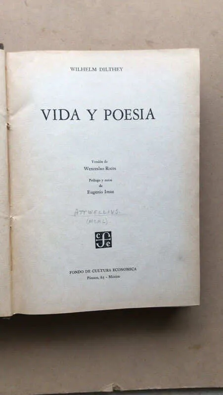 Vida Y Poesia - Dilthey, Wilhelm (ñ1)