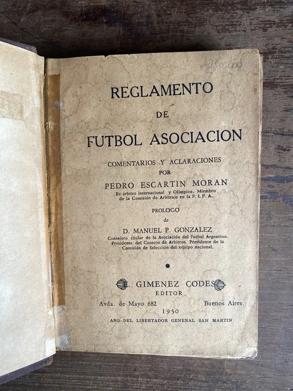 Tapa de Reglamento de Futbol Asociacion - Escartin Moran (5n6)