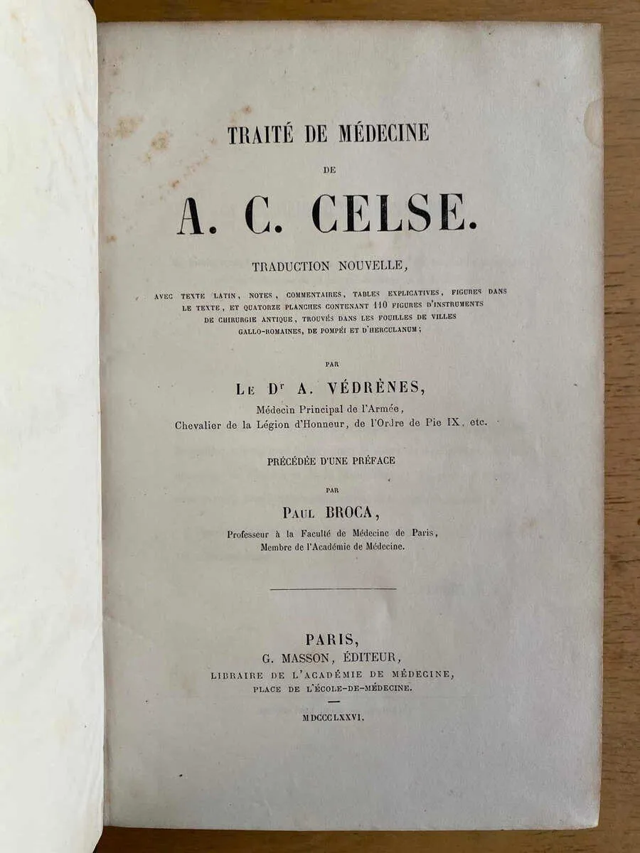 Traite De Medecine De A.c Celse - Vedrenes (G4)