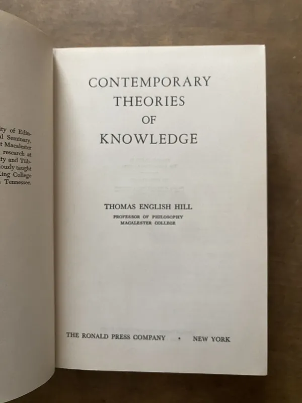 Contemporary Theories of Knowledge - Hill (3s7)