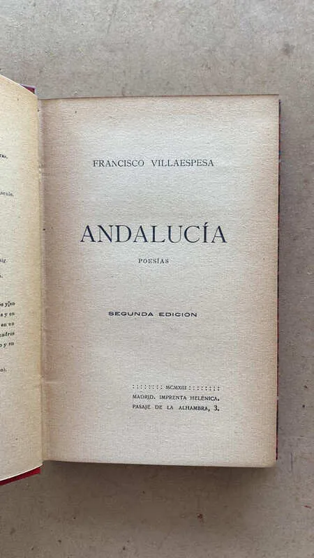 Andalucia. Poesias - Villaespesa, Francisco (cc5)