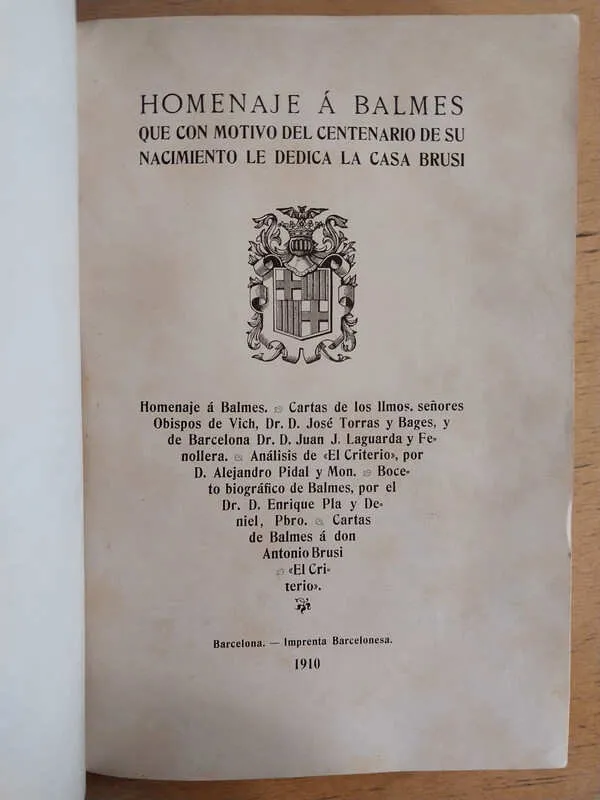Homenaje A Balmes Que Con Motivo Del Centenario De Su (u5)