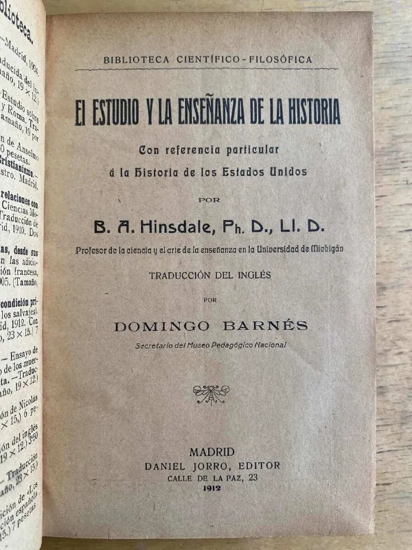 Tapa de El Estudio Y La Enseñanza De La Historia- Hinsdale. (G3)