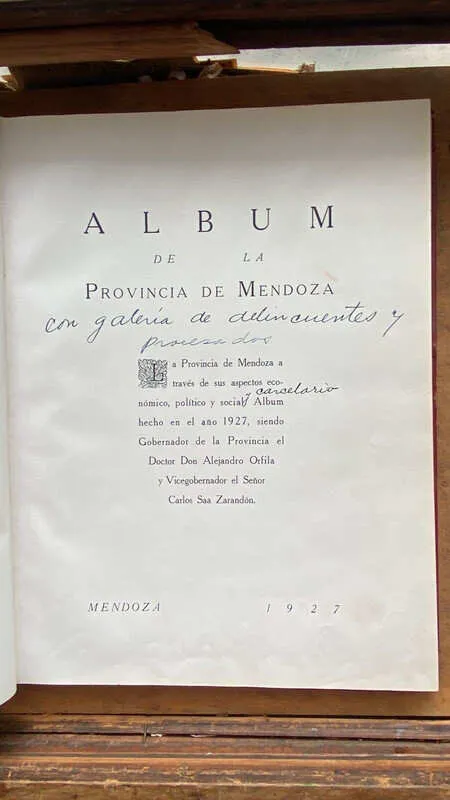 Tapa de Exposicion Historica Politica Econom- Album De Mendoza (gg7)