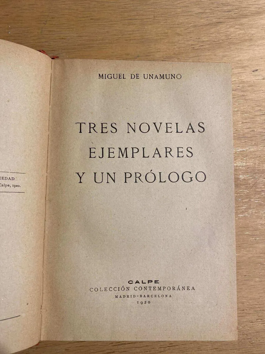 Tres Novelas Ejemplares Y Un Prologo - De Unamuno (O1)