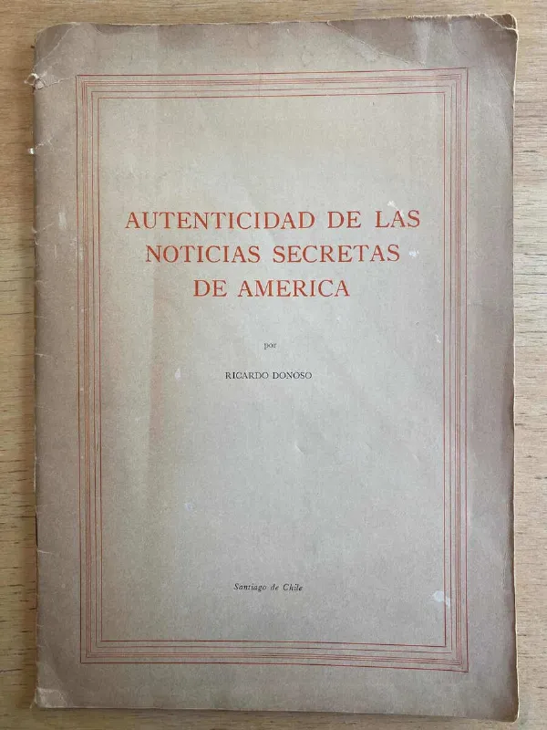 Tapa de Autenticidad De Las Noticias Secretas De America- Donoso (D1