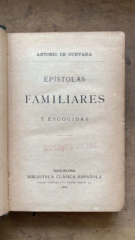Epistolas Familiares Y Escogidas - De Guevara, Antonio (gg6)