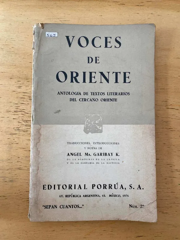 Tapa de Voces De Oriente Antologia De Textos Literarios- Garibay(c2)