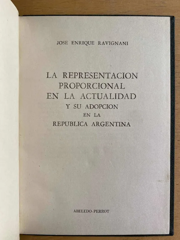 Tapa de La Representacion Proporcional En La Actuali- Ravignani (g6)