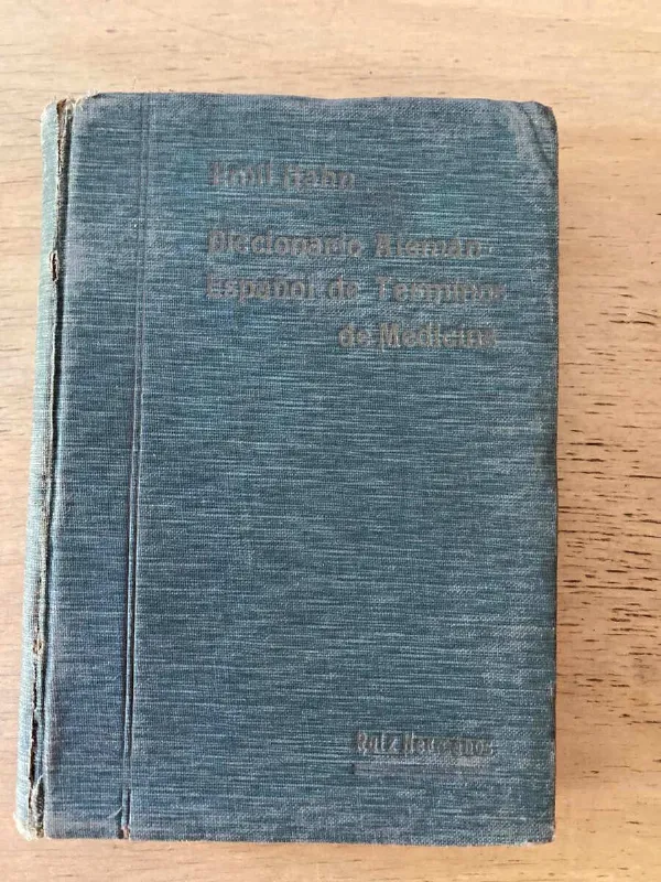 Tapa de Diccionario Aleman Español Terminos De Medicina- Hahn (W1)