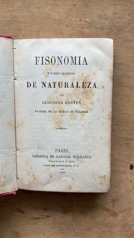 Fisonomia Y Varios Secretos De Naturaleza - Cortes, G. (dd1)