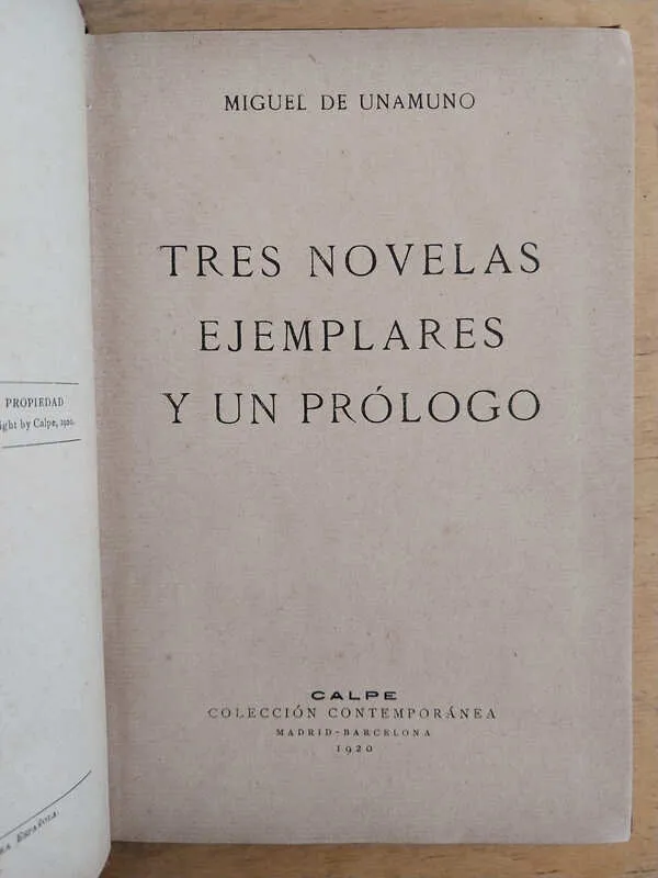 Tres Novelas Ejemplares Y Un Prologo - De Unamuno(C5)