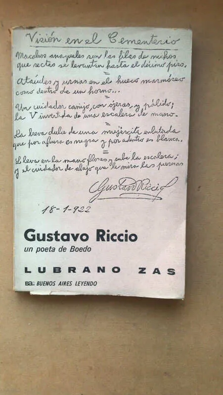 Gustavo Riccio, Un Poeta De Boedo - Zas, Lubrano (Ñ4)