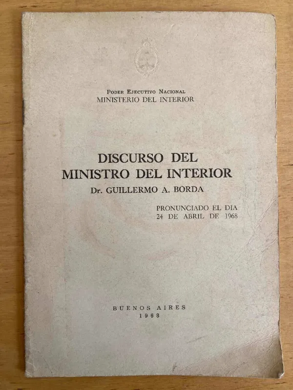 Discurso Del Ministro Del Interior Dr Guillermo A Borda (j3)