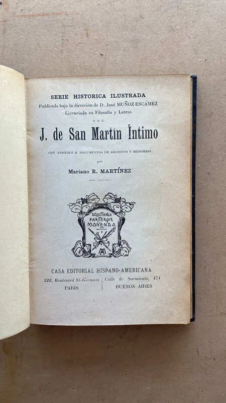 Tapa de J. De San Martin Intimo - Martinez, Mariano (aa5)