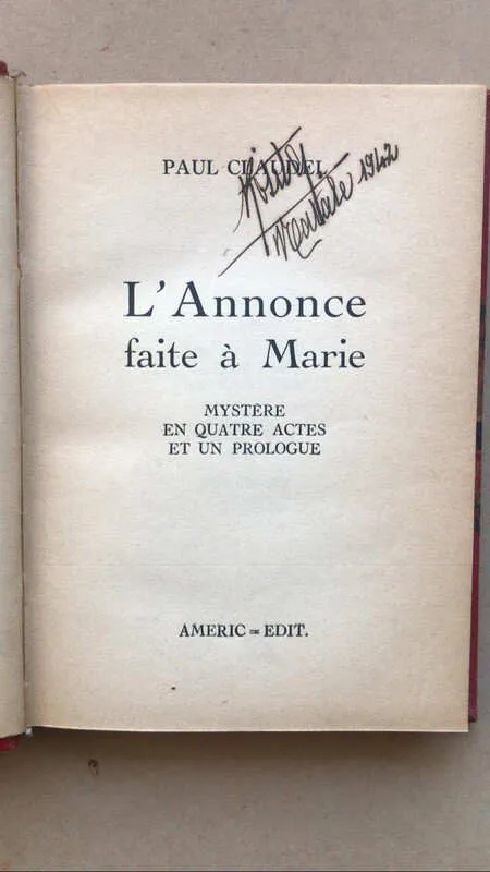 L` Annonce Faite A Marie - Claudel, Paul (aa3)