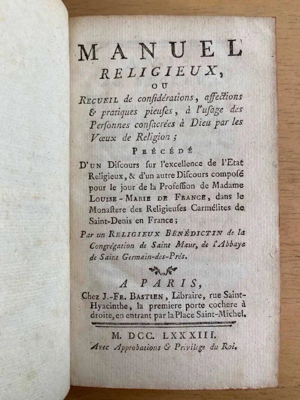 Tapa de Manuel Religieux, Ou Recueil De Considerations (Ga)