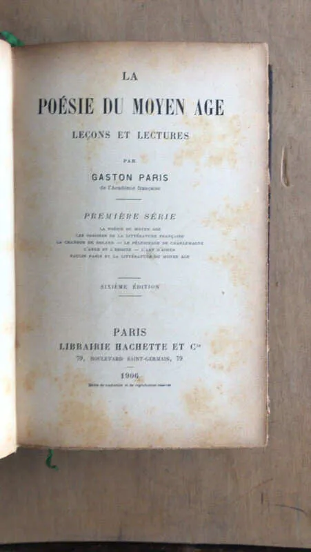 La Poesie Du Moyen Age - Paris, Gaston (n5)