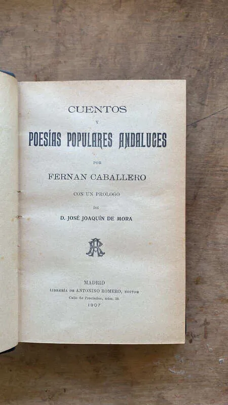 Cuentos Y Poesias Populares Andaluces Por F. Caballero (Ee2)