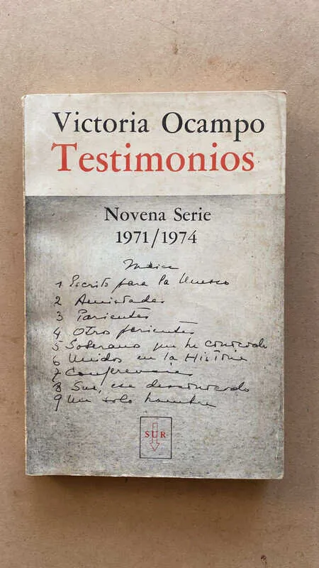Testimonios Novena Serie 1971 / 1974 - Ocampo, Victoria (ñ1)