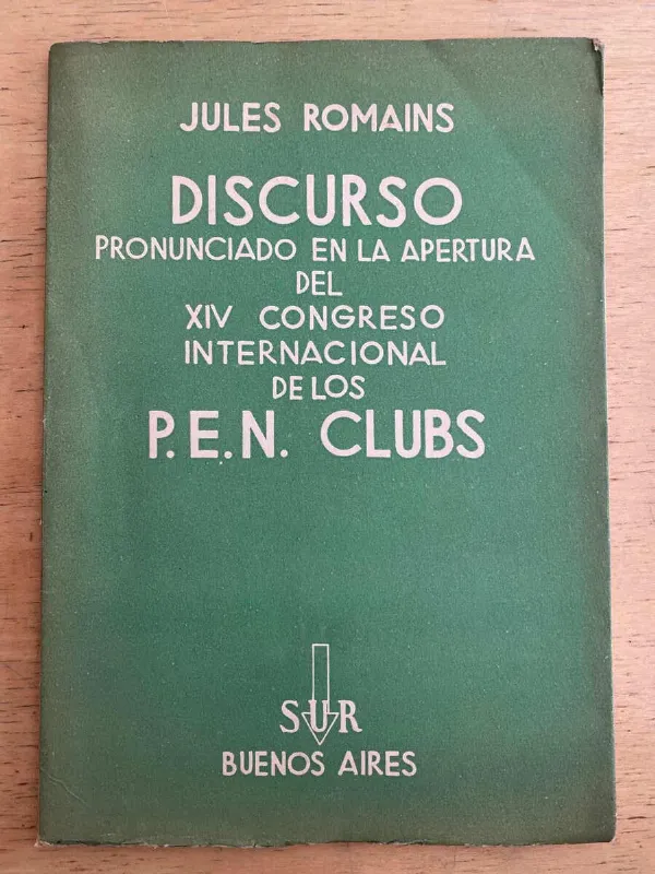 Tapa de Discurso Apertura Del Congreso Int. De Los Pen Club (h6)