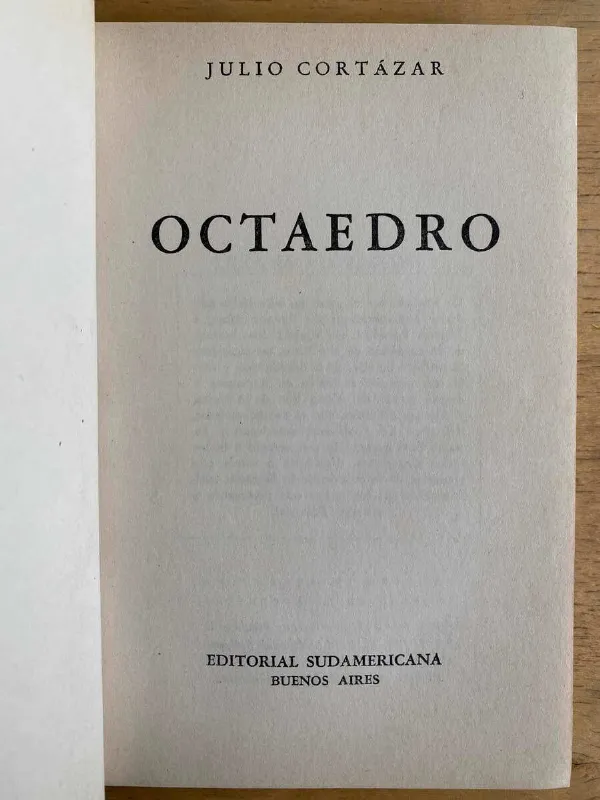 Tapa de Octaedro - Cortazar, Julio (F1)