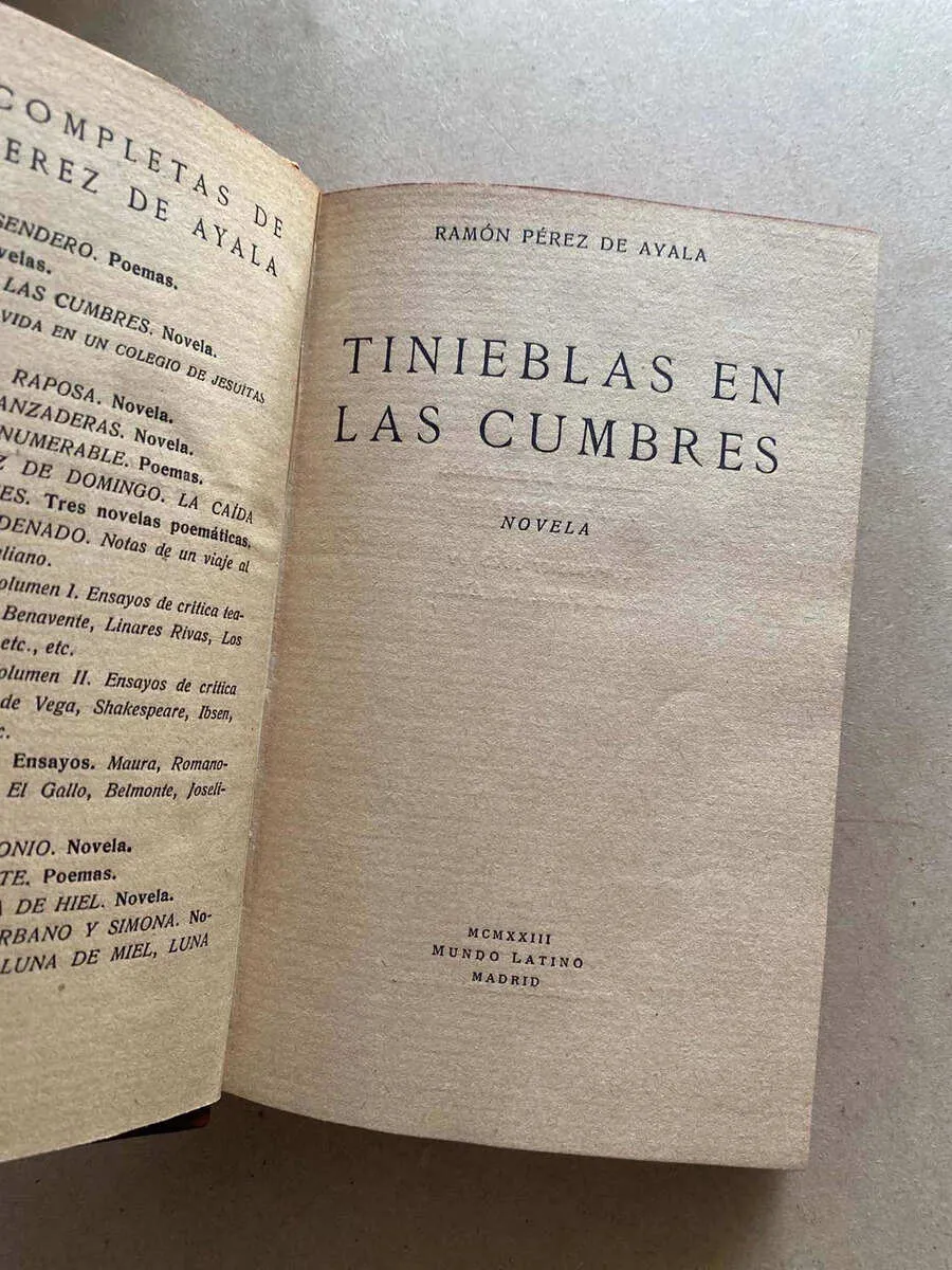 Tinieblas En Las Cumbres - Perez De Ayala, Ramon (o5)