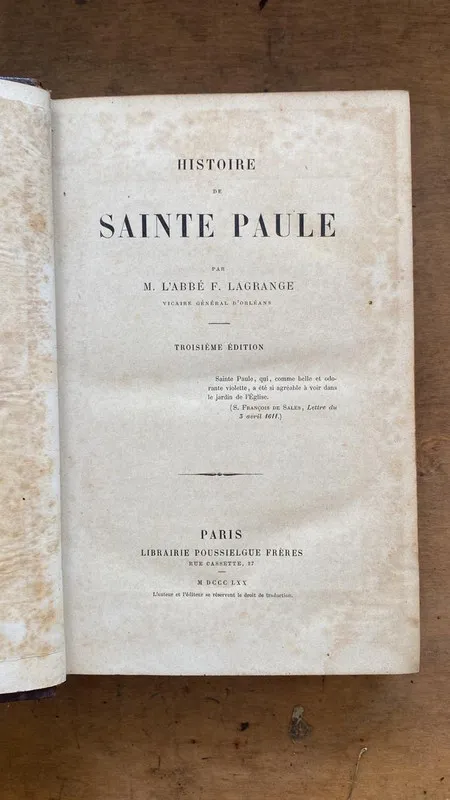 Histoire de Saint Paule - Abbe Lagrange (G5)